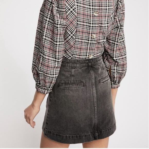 Free People Dark Gray Button-Front Midi Skirt we are the people NWT - Picture 15 of 15